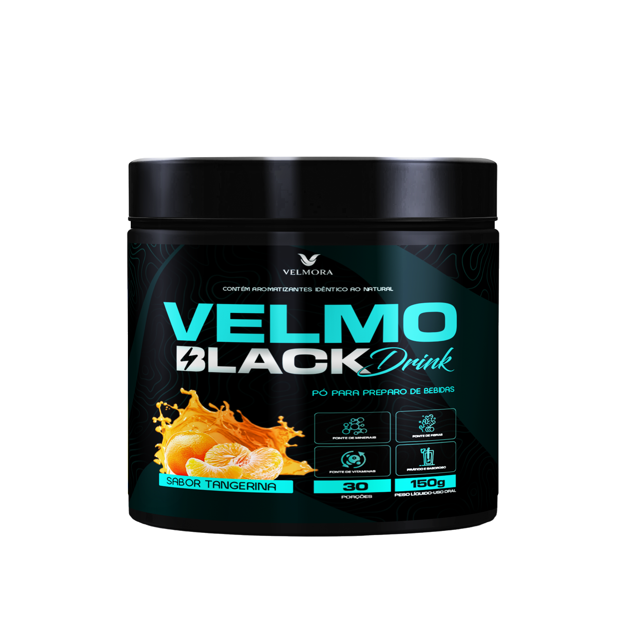 Pote Velmo Black Drink sabor tangerina